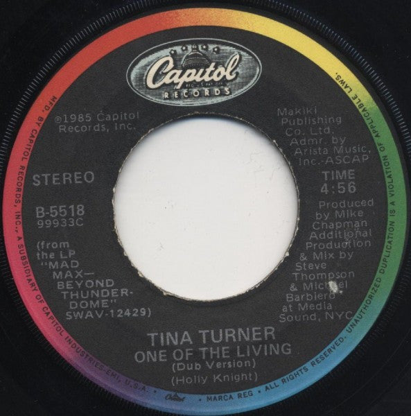 Tina Turner : One Of The Living (7", Single, Jac)