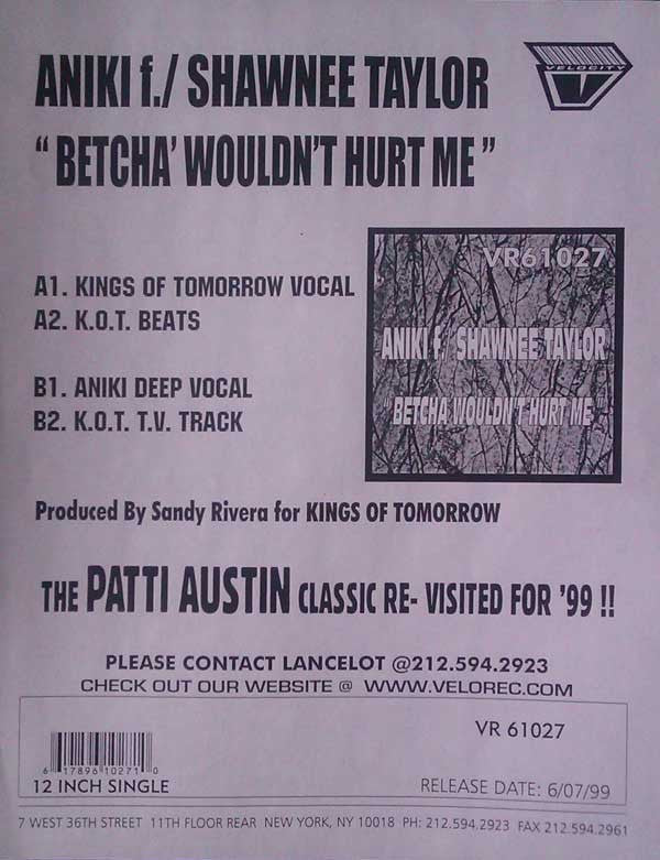 Aniki (8) Featuring Shawnee Taylor : Betcha Wouldn't Hurt Me (12", Promo)