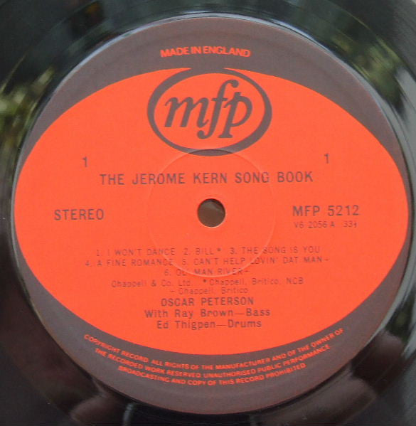 Oscar Peterson : Oscar Peterson Plays Jerome Kern (LP, Album)