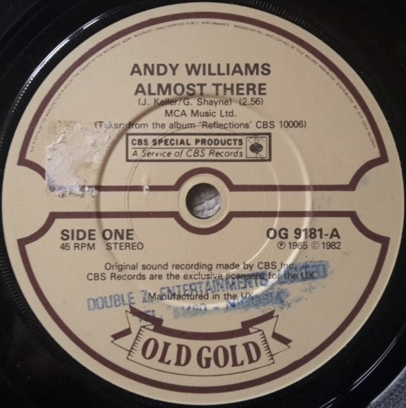 Andy Williams : Almost There / Solitaire (7", RE)