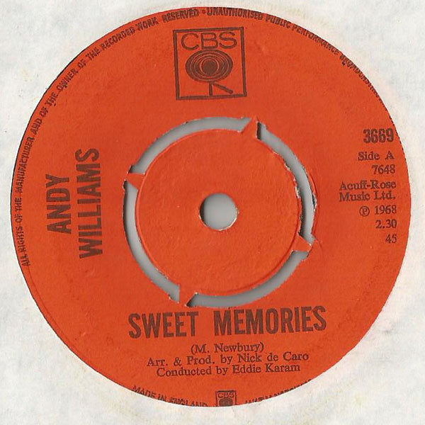 Andy Williams : Sweet Memories (7")