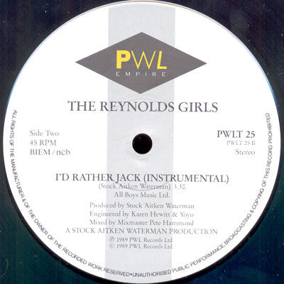 The Reynolds Girls : I'd Rather Jack (12")