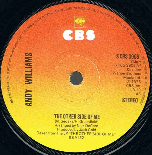 Andy Williams : The Other Side Of Me C/W Goin' Through The Motions (7", Single)