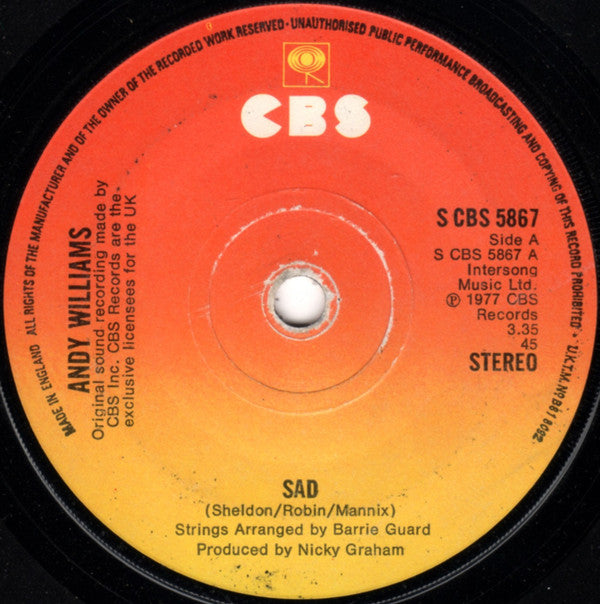 Andy Williams : Sad (7")