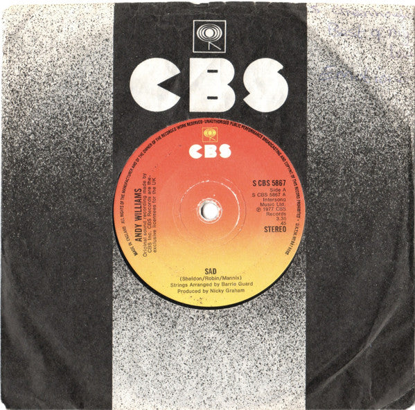Andy Williams : Sad (7")