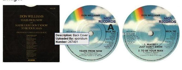 Don Williams (2) : Years From Now (7")