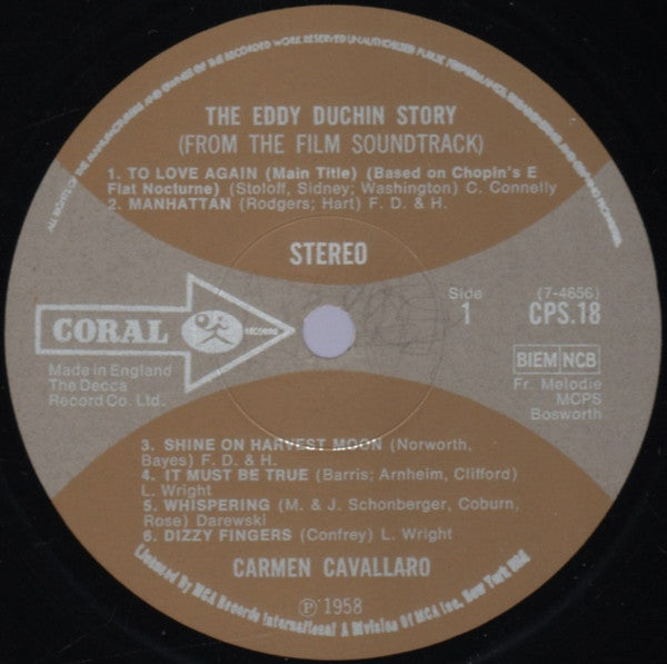 Carmen Cavallaro : The Eddy Duchin Story (LP, Album, RE)