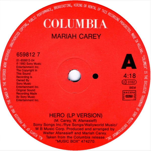Mariah Carey : Hero (7")