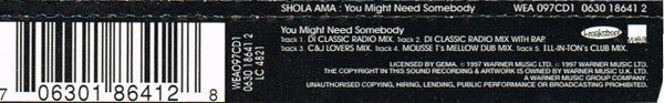 Shola Ama : You Might Need Somebody (CD, Single, CD1)