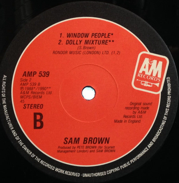 Sam Brown : With A Little Love (12", Ltd)
