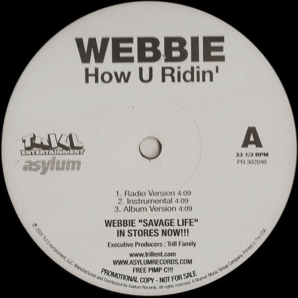 Webbie : How U Ridin' / Like That (12", Promo)