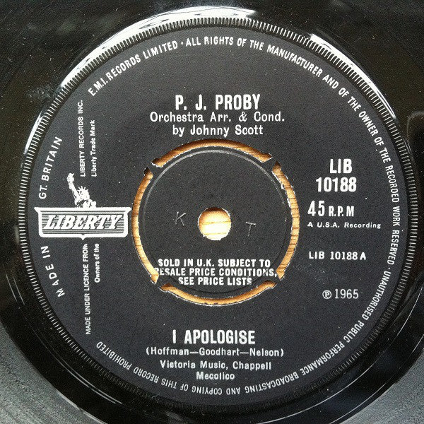 P.J. Proby : I Apologise (7", Single)