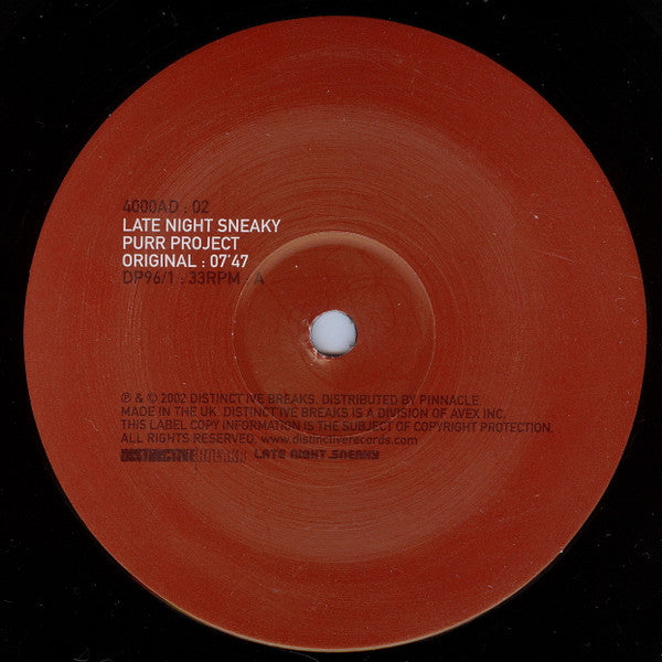 Late Night Sneaky : 4000AD : 02 Purr Project (12")