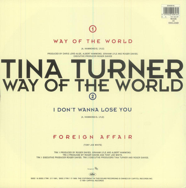 Tina Turner : Way Of The World (12")