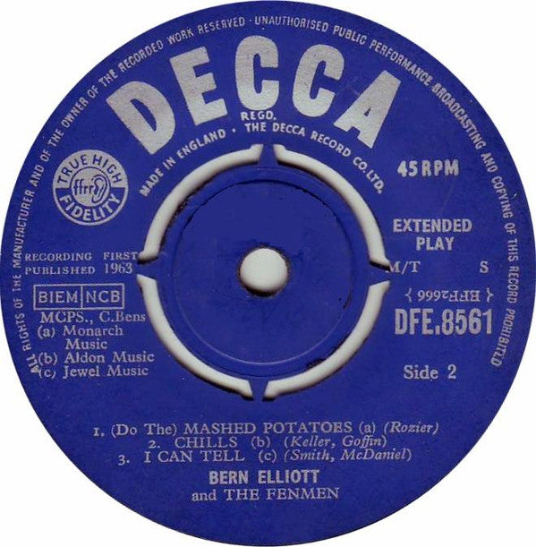 Bern Elliott & The Fenmen : Bern Elliott & The Fenmen (7", EP, Mono, M/T)