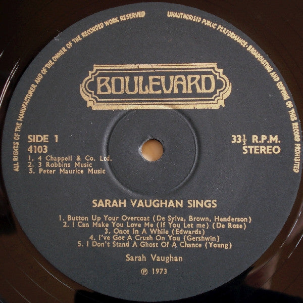 Sarah Vaughan : Sings With The Hollywood All Stars (LP)