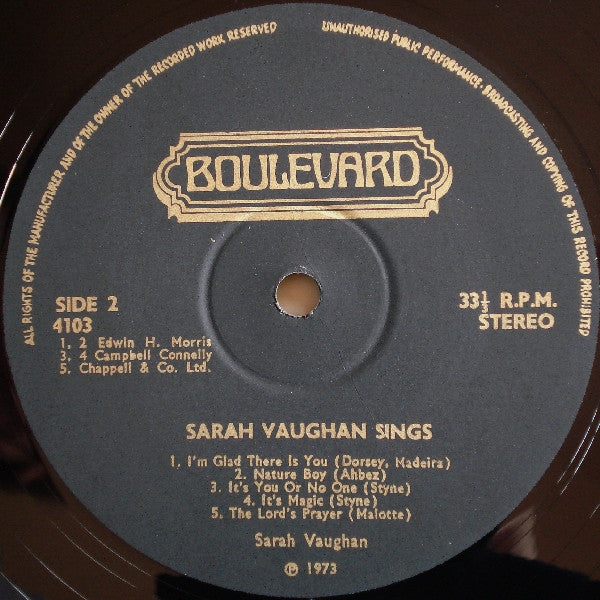 Sarah Vaughan : Sings With The Hollywood All Stars (LP)