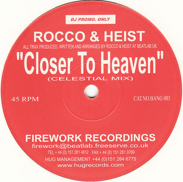 Rocco & Heist : Closer To Heaven / Starlight (12", Promo)