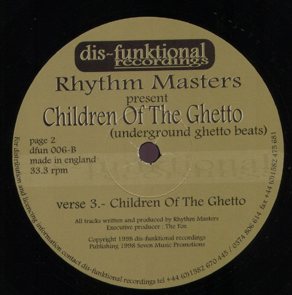 Rhythm Masters : Children Of The Ghetto (Underground Ghetto Beats) (12")