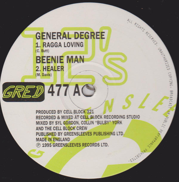 General Degree / Beenie Man : Ragga Loving / Healer (12")