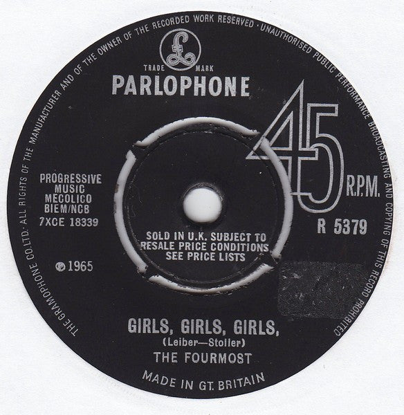 The Fourmost : Girls, Girls, Girls (7", Single)