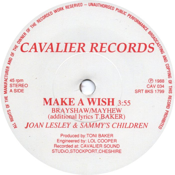 Joan Lesley And Sammy's Children : Booth Hall Children's Hospital Scanner Appeal (7", Single)