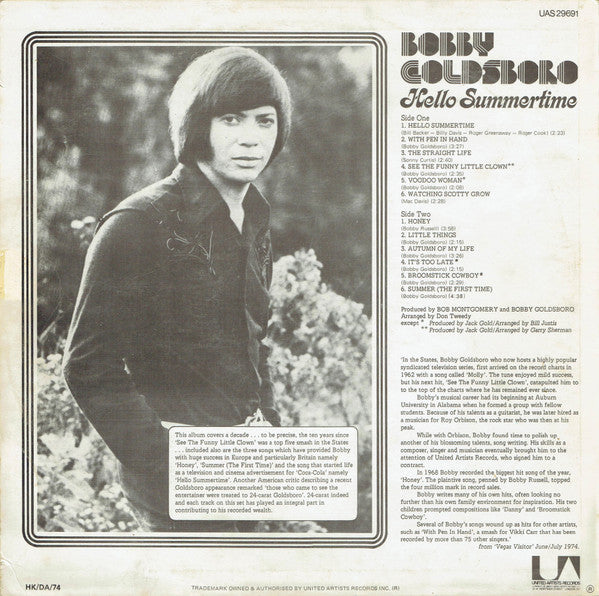 Bobby Goldsboro : Hello Summertime (LP, Comp)