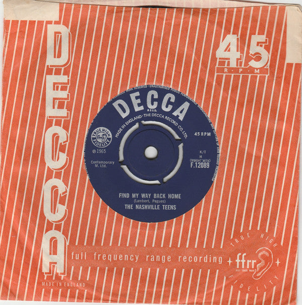 The Nashville Teens : Find My Way Back Home (7")