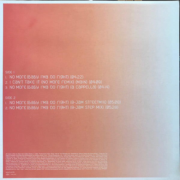 3LW : No More (Baby I'ma Do Right) (12", Promo)