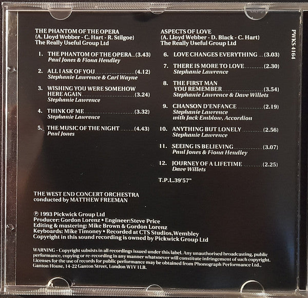 Various : Music And Songs From Andrew Lloyd Webber's The Phantom Of The Opera & Aspects Of Love (CD)