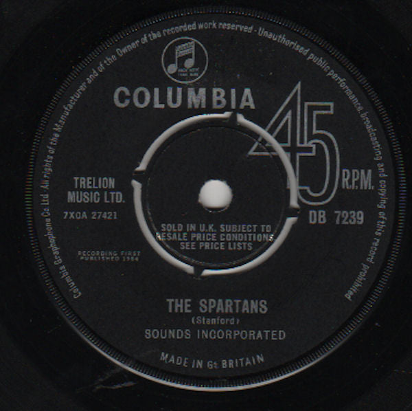 Sounds Incorporated : The Spartans (7", Single)