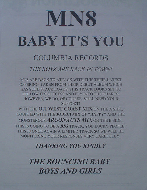 MN8 : Baby It's You (12", Promo)