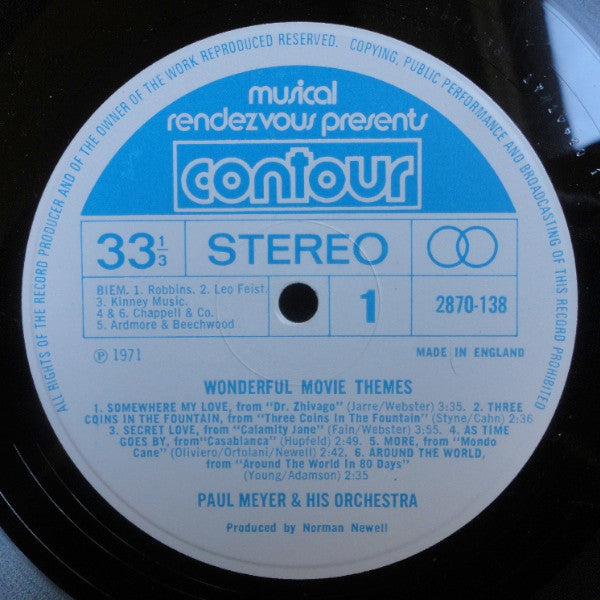Paul Meyer & His Orchestra : Wonderful Movie Themes (LP, Album, Comp)