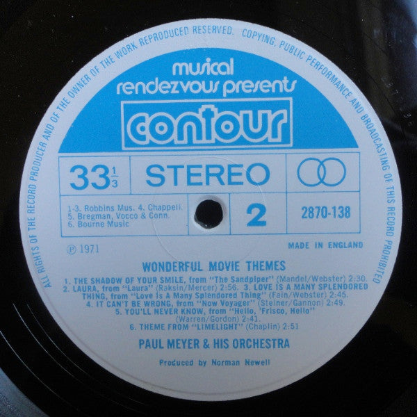 Paul Meyer & His Orchestra : Wonderful Movie Themes (LP, Album, Comp)