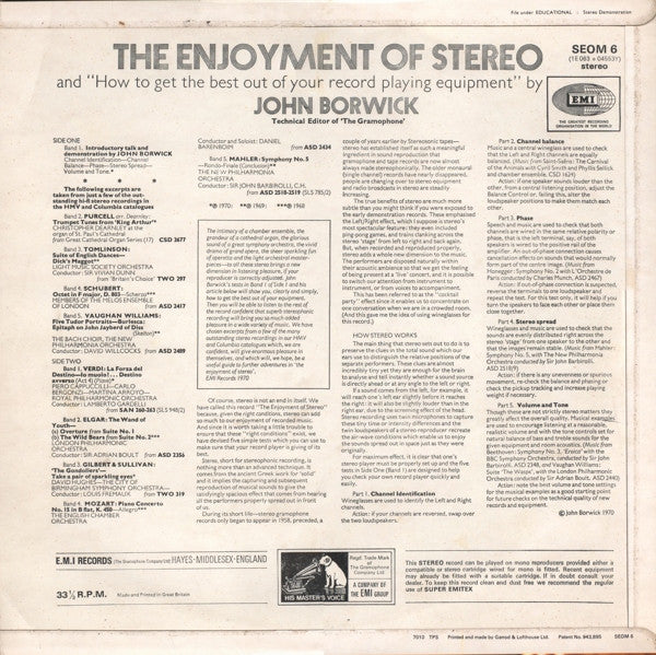 John Borwick : The Enjoyment Of Stereo & How To Get The Best Out Of Your Record Playing Equipment (LP, Comp)