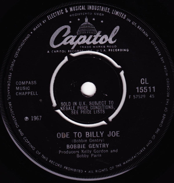 Bobbie Gentry : Ode To Billy Joe (7", Single)