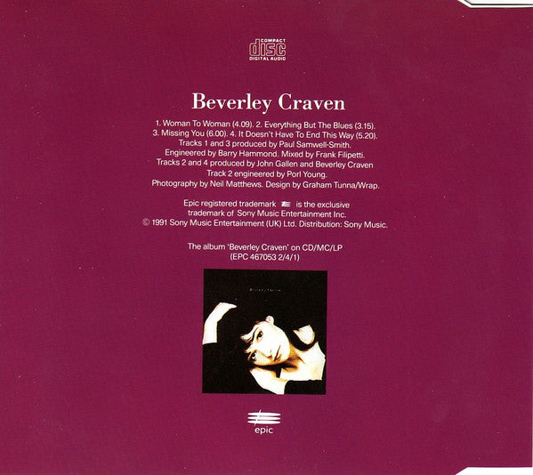 Beverley Craven : Woman To Woman (CD, Single)
