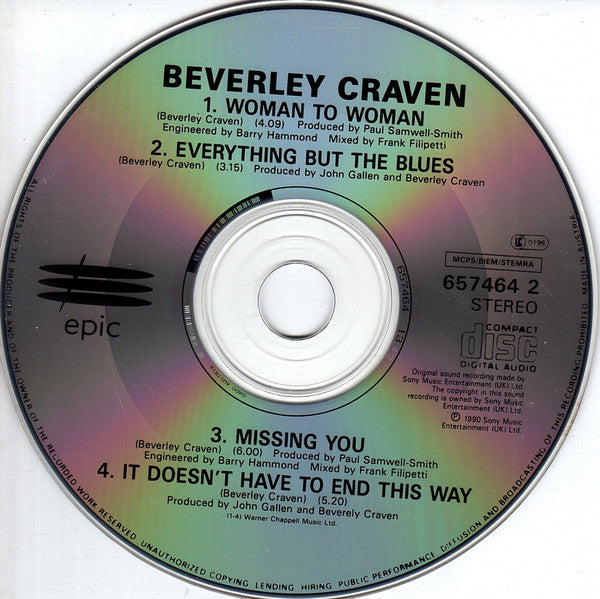 Beverley Craven : Woman To Woman (CD, Single)