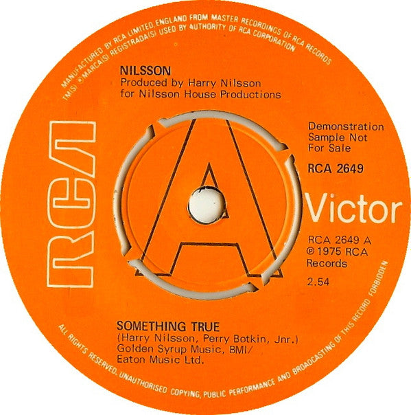 Harry Nilsson : Something True (7", Promo)