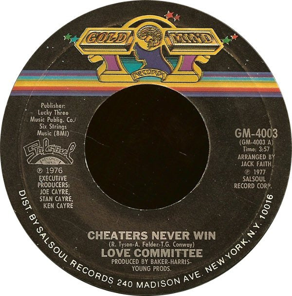 Love Committee : Cheaters Never Win (7", Single)