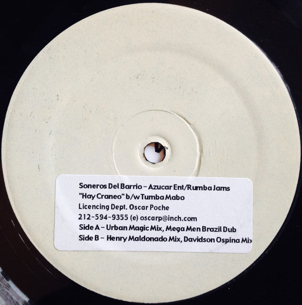 Los Soneros Del Barrio Featuring Frankie Vasquez* : Hay Craneo / Tumba Mabo (12", W/Lbl, Sti)