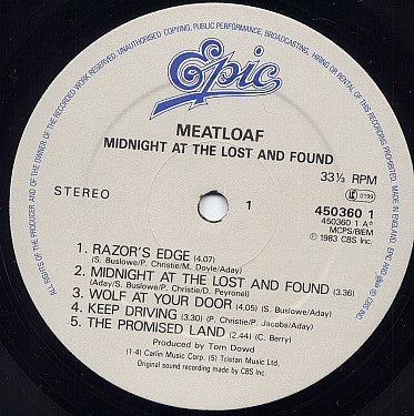 Meat Loaf : Midnight At The Lost And Found (LP, Album, RE)