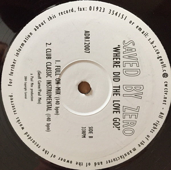 Saved By Zero : Where Did The Love Go? (12")