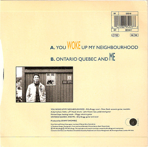 Billy Bragg : You Woke Up My Neighbourhood (7", Single)