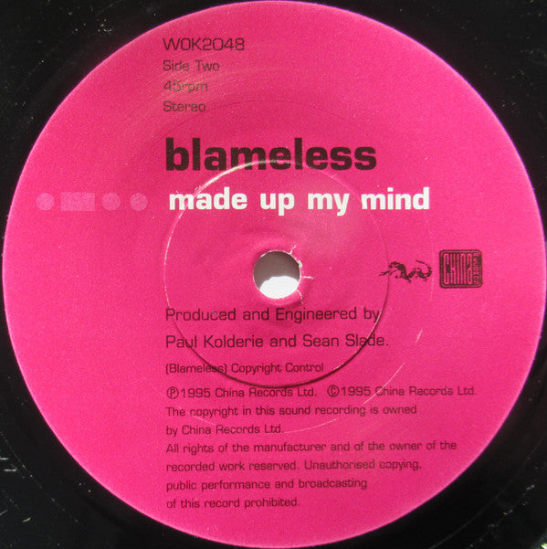 Blameless : Don't Say You're Sorry (7", Single, Ltd, Num)