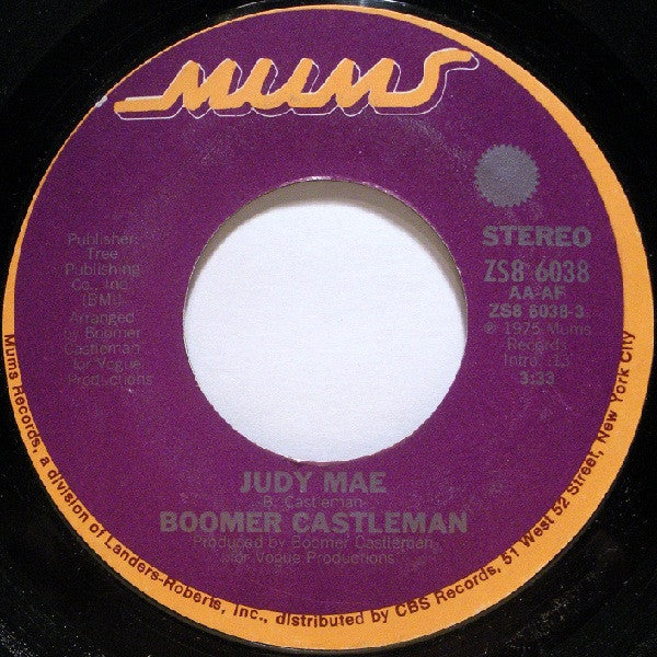 Boomer Castleman : Judy Mae / Three Feet High And Growin' (7", Styrene, Pit)