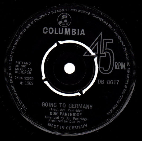 Don Partridge : Going To Germany (7", Single)