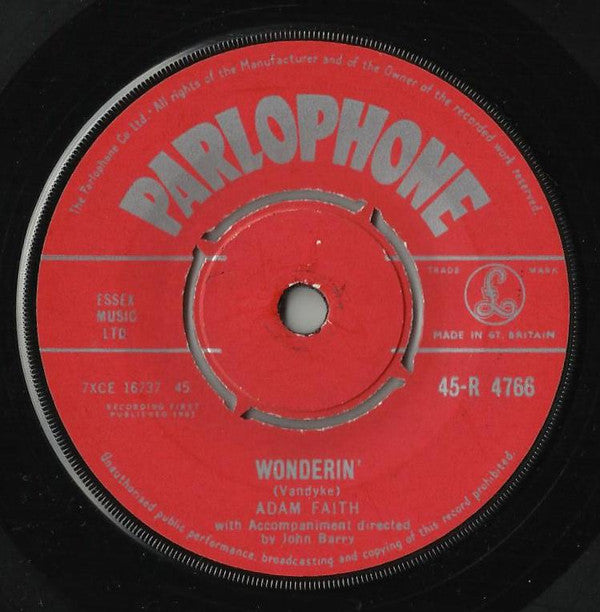 Adam Faith : Wonderin' / Easy Going Me (7", Single)