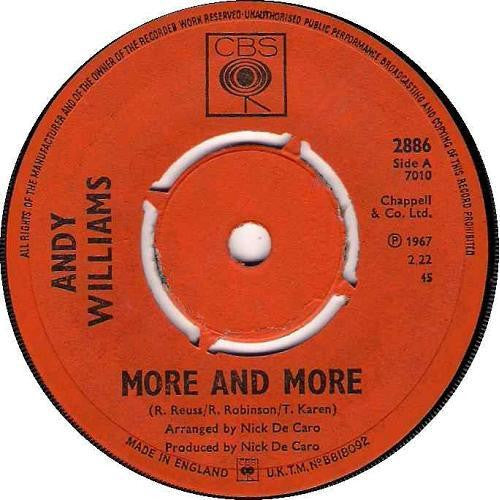 Andy Williams : More And More (7", Single)
