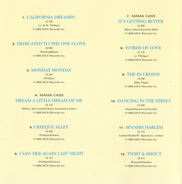 The Mamas & The Papas : California Dreamin' (The Very Best Of The Mamas & The Papas) (CD, Comp)